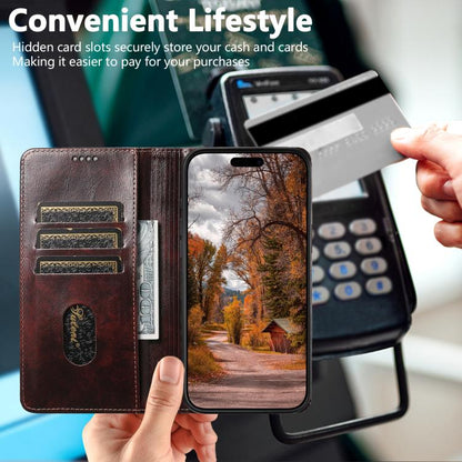 For iPhone Air Suteni Baroque Calf Texture Buckle Wallet Leather Phone Case(Brown) by Suteni