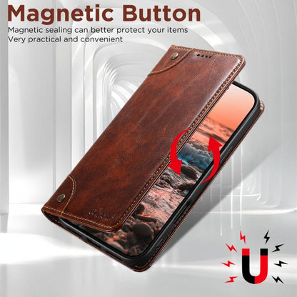 For iPhone Air Suteni Baroque Calf Texture Buckle Wallet Leather Phone Case(Khaki) by Suteni