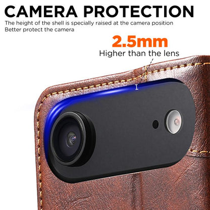 For iPhone Air Suteni Baroque Calf Texture Buckle Wallet Leather Phone Case(Khaki) by Suteni