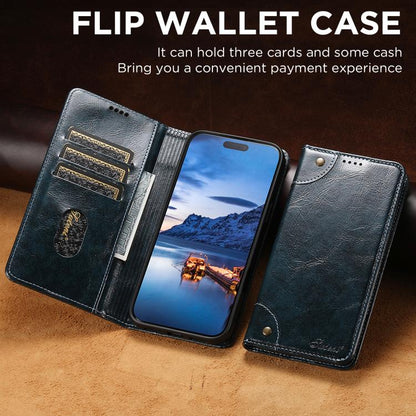 For iPhone Air Suteni Baroque Calf Texture Buckle Wallet Leather Phone Case(Blue) by Suteni