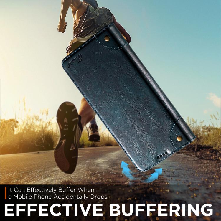 For iPhone Air Suteni Baroque Calf Texture Buckle Wallet Leather Phone Case(Blue) by Suteni