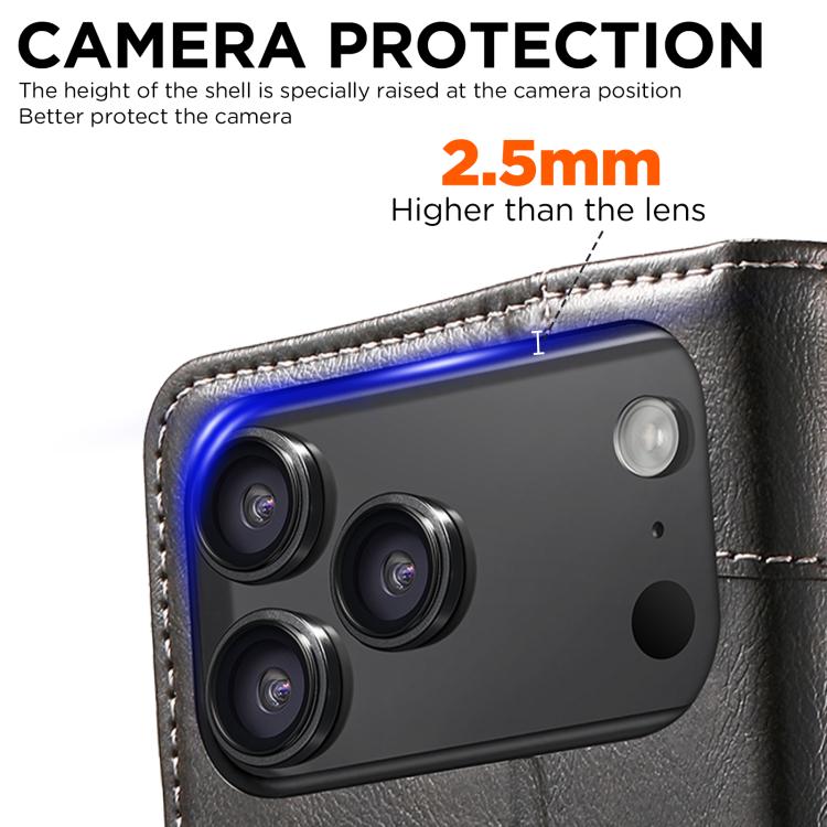 For iPhone 17 Suteni Baroque Calf Texture Buckle Wallet Leather Phone Case(Black) by Suteni