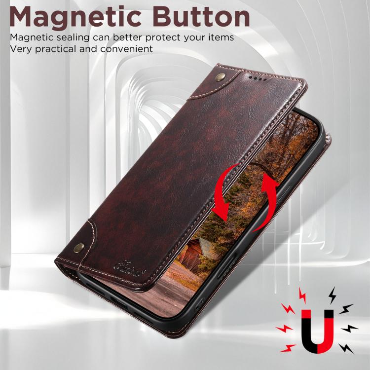 For iPhone 17 Suteni Baroque Calf Texture Buckle Wallet Leather Phone Case(Brown) by Suteni