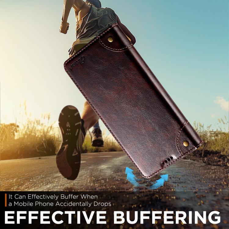 For iPhone 17 Suteni Baroque Calf Texture Buckle Wallet Leather Phone Case(Brown) by Suteni