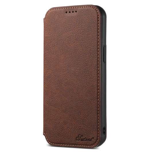 For iPhone 15 Pro Max Suteni J06 Retro Matte Litchi Texture Leather MagSafe Phone Case(Brown) by Suteni