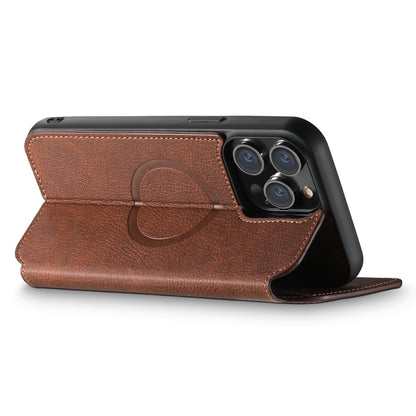 For iPhone 15 Pro Max Suteni J06 Retro Matte Litchi Texture Leather MagSafe Phone Case(Brown) by Suteni