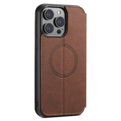 For iPhone 15 Pro Suteni J06 Retro Matte Litchi Texture Leather MagSafe Phone Case(Brown) by Suteni
