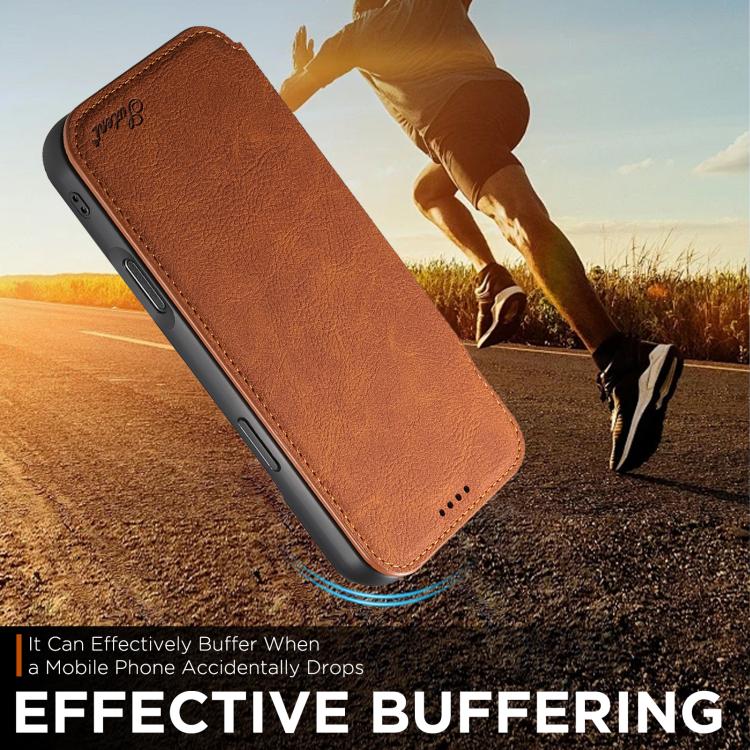 For iPhone 17 Pro Suteni J06 Retro Matte Litchi Texture Leather MagSafe Phone Case(Khaki) by Suteni