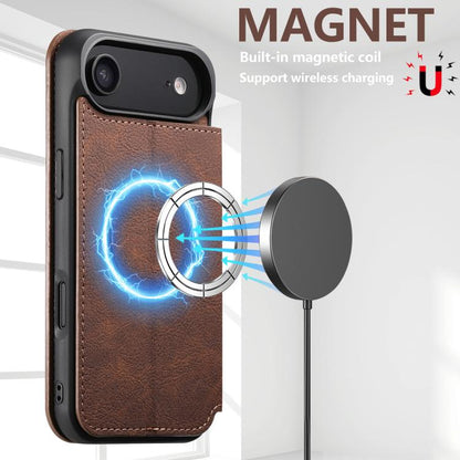 For iPhone Air Suteni J06 Retro Matte Litchi Texture Leather MagSafe Phone Case(Brown) by Suteni
