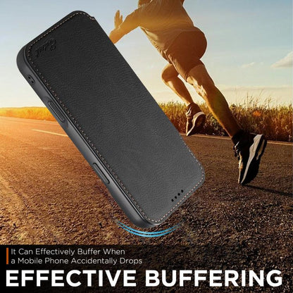 For iPhone 17 Suteni J06 Retro Matte Litchi Texture Leather MagSafe Phone Case(Black) by Suteni