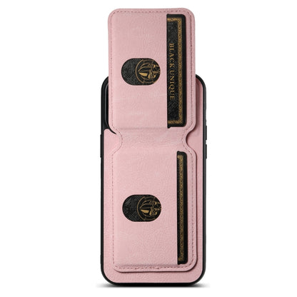 For iPhone 15 Pro Max Suteni H02 Litchi Leather Card Wallet Stand Back Phone Case(Pink) by Suteni