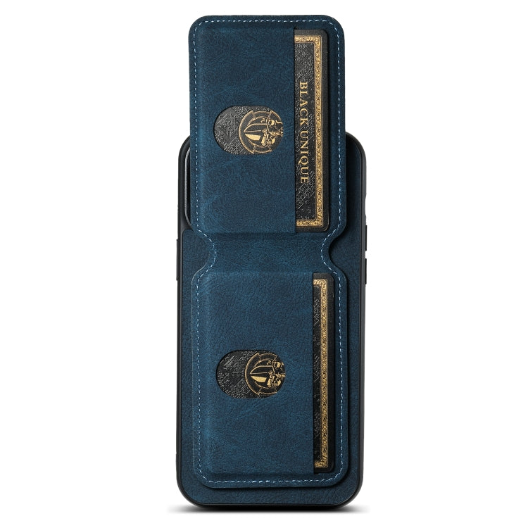 For iPhone 15 Pro Suteni H02 Litchi Leather Card Wallet Stand Back Phone Case(Blue) by Suteni