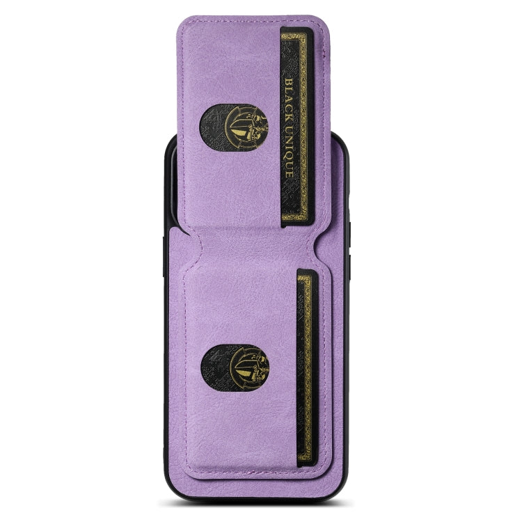 For iPhone 15 Plus Suteni H02 Litchi Leather Card Wallet Stand Back Phone Case(Purple) by Suteni