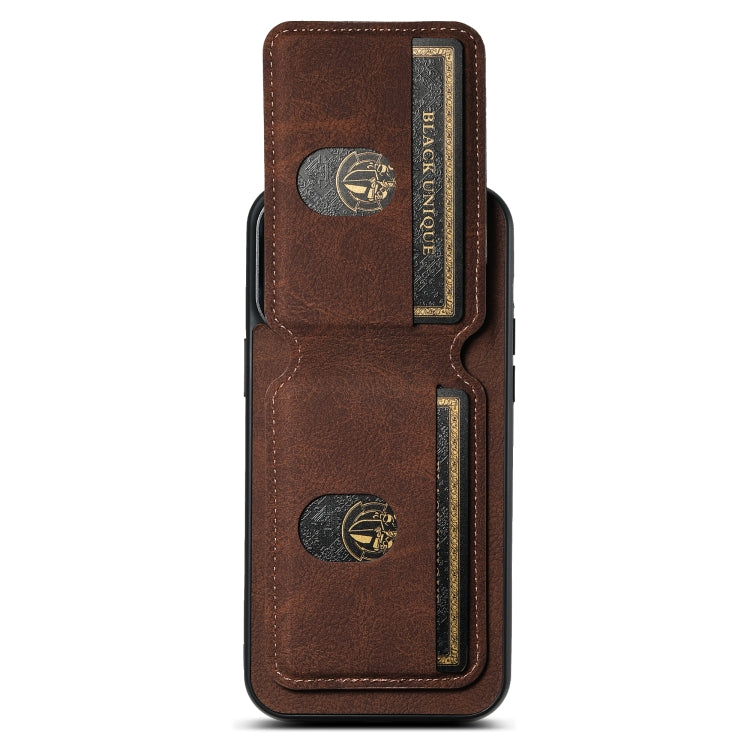 For iPhone 12 Pro Max Suteni H02 Litchi Leather Card Wallet Stand Back Phone Case(Brown) by Suteni