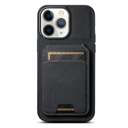 For iPhone 11 Pro Max Suteni H02 Litchi Leather Card Wallet Stand Back Phone Case(Black) by Suteni