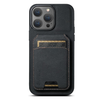 For iPhone 16 Pro Suteni H02 Litchi Leather Card Wallet Stand Back Phone Case(Black) by Suteni
