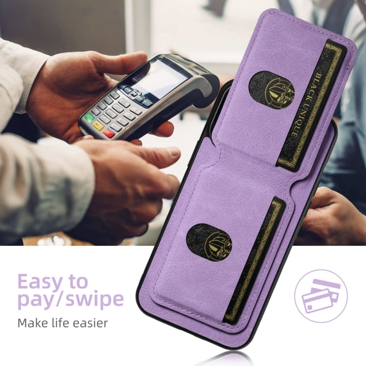 For iPhone 16 Plus Suteni H02 Litchi Leather Card Wallet Stand Back Phone Case(Purple) by Suteni
