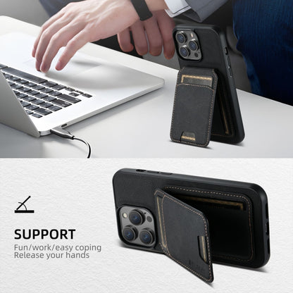 For iPhone 16 Pro Max Suteni H02 Litchi Leather Card Wallet Stand Back Phone Case(Black) by Suteni