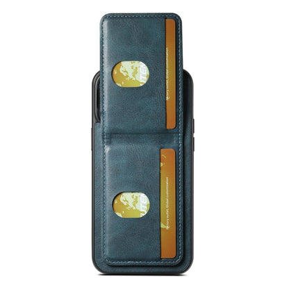 For iPhone 15 Plus Suteni H03 Oil Wax Leather Wallet Stand Back Phone Case(Blue) by Suteni