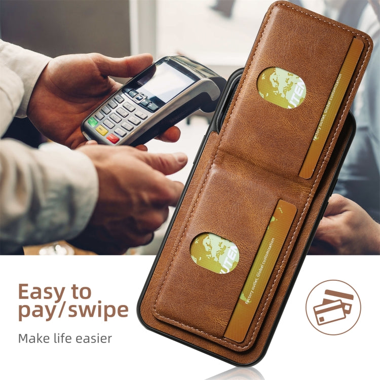 For iPhone 16 Suteni H03 Oil Wax Leather Wallet Stand Back Phone Case(Brown) by Suteni