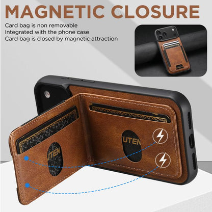 For iPhone 17 Pro Max Suteni H03 Oil Wax Leather Wallet Stand Back Phone Case(Brown) by Suteni