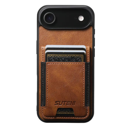 For iPhone Air Suteni H03 Oil Wax Leather Wallet Stand Back Phone Case(Brown) by Suteni