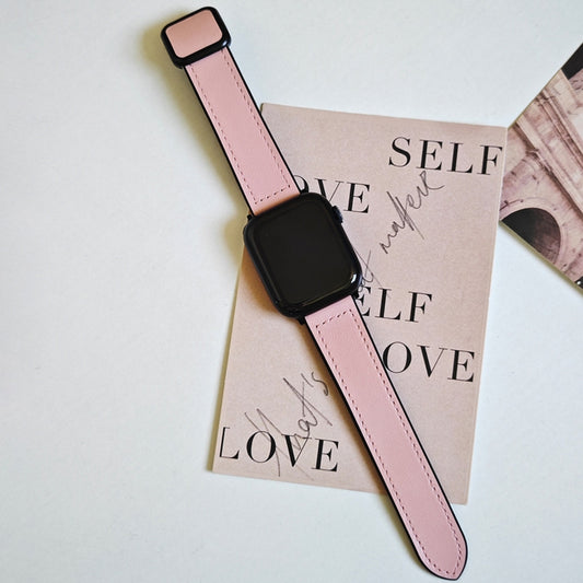 For Apple Watch SE 2023 44mm Fold Magnetic Square Buckle PU Silicone Watch Band(Pink) by bashfashion