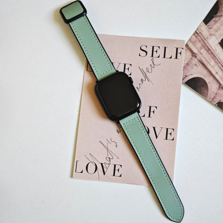 For Apple Watch Series 9 41mm Fold Magnetic Square Buckle PU Silicone Watch Band(Cyan) by bashfashion