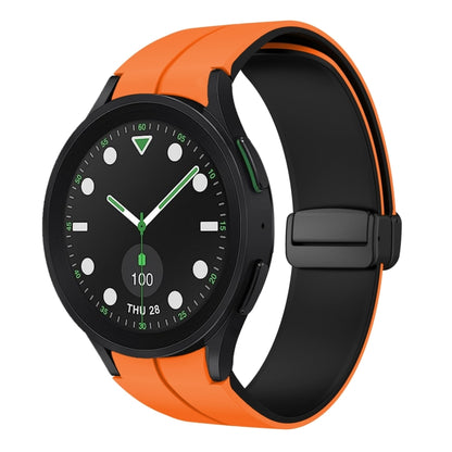 For Samsung Galaxy watch 5 Pro Golf Edition Two Color Magnetic Folding Buckle Silicone Watch Band(Orange+Black) by bashfashion