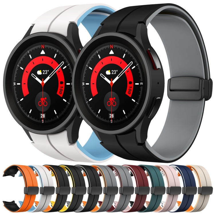 For Samsung Galaxy watch 5 Pro Golf Edition Two Color Magnetic Folding Buckle Silicone Watch Band(Orange+Black) by bashfashion