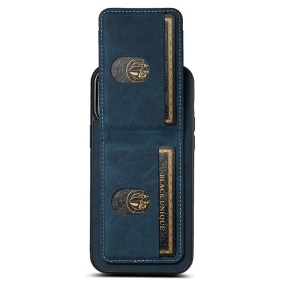 For iPhone 14 Pro Max Suteni H03 Litchi Leather Card Bag Stand Back Phone Case(Blue) by Suteni