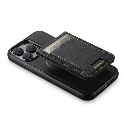 For iPhone 15 Pro Max Suteni H17 Litchi Texture Leather MagSafe Detachable Wallet Phone Case(Black) by Suteni