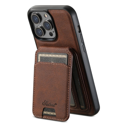 For iPhone 14 Pro Max Suteni H17 Litchi Texture Leather MagSafe Detachable Wallet Phone Case(Brown) by Suteni