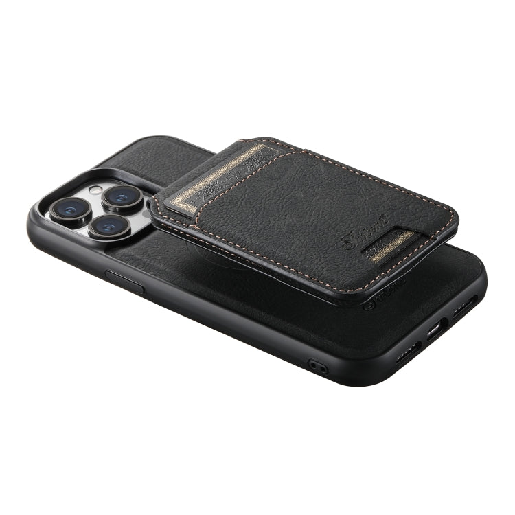 For iPhone 13 Pro Suteni H17 Litchi Texture Leather MagSafe Detachable Wallet Phone Case(Black) by Suteni