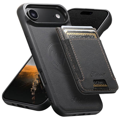 For iPhone Air Suteni H17 Litchi Texture Leather MagSafe Detachable Wallet Phone Case(Black) by Suteni