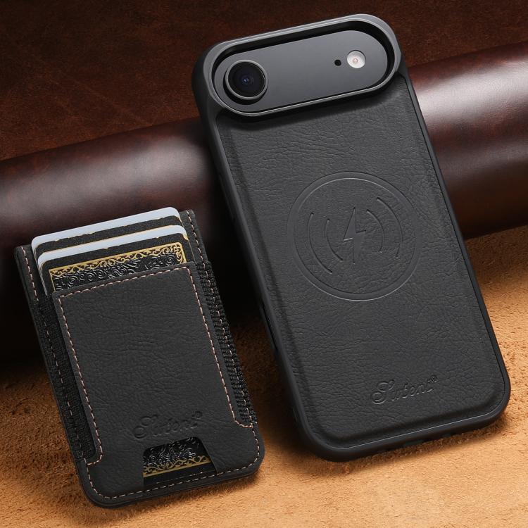 For iPhone Air Suteni H17 Litchi Texture Leather MagSafe Detachable Wallet Phone Case(Black) by Suteni