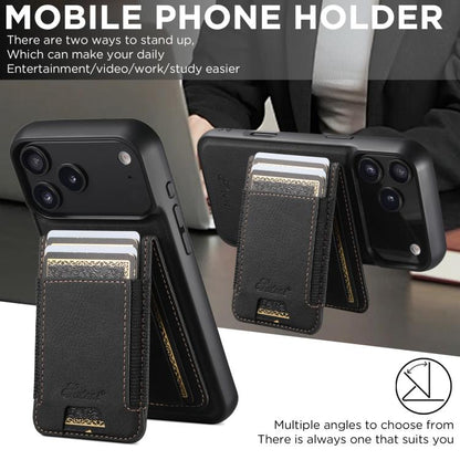 For iPhone Air Suteni H17 Litchi Texture Leather MagSafe Detachable Wallet Phone Case(Black) by Suteni