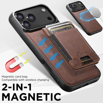 For iPhone Air Suteni H17 Litchi Texture Leather MagSafe Detachable Wallet Phone Case(Brown) by Suteni