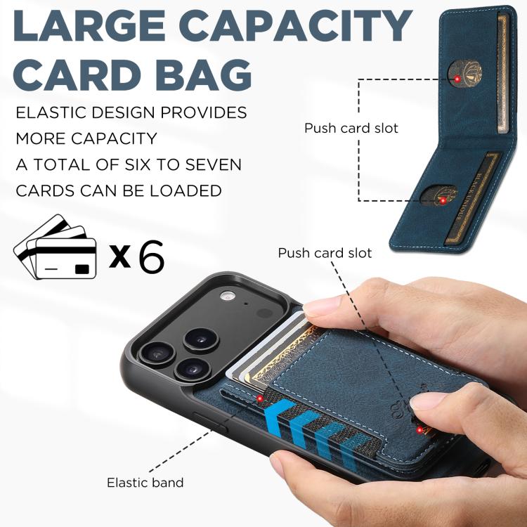 For iPhone Air Suteni H17 Litchi Texture Leather MagSafe Detachable Wallet Phone Case(Blue) by Suteni