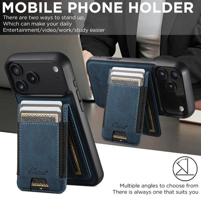 For iPhone Air Suteni H17 Litchi Texture Leather MagSafe Detachable Wallet Phone Case(Blue) by Suteni