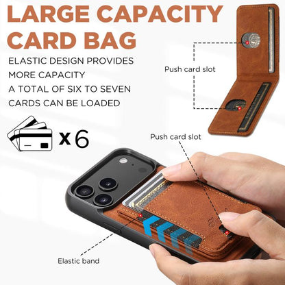 For iPhone 17 Pro Suteni H17 Litchi Texture Leather MagSafe Detachable Wallet Phone Case(Khaki) by Suteni