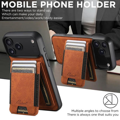 For iPhone 17 Pro Suteni H17 Litchi Texture Leather MagSafe Detachable Wallet Phone Case(Khaki) by Suteni