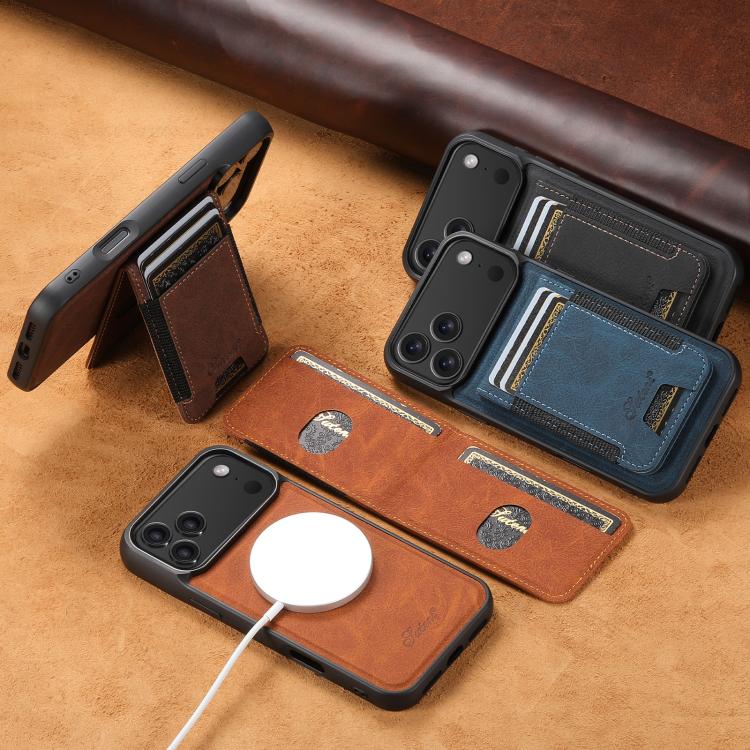 For iPhone 17 Pro Suteni H17 Litchi Texture Leather MagSafe Detachable Wallet Phone Case(Blue) by Suteni