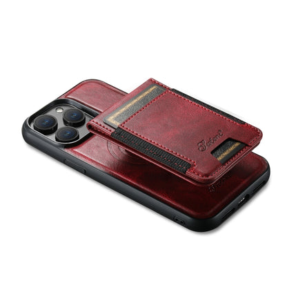 For iPhone 14 Suteni H17 Oil Eax Leather MagSafe Detachable Wallet Phone Case(Red) by Suteni