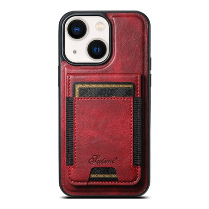 For iPhone 14 Suteni H17 Oil Eax Leather MagSafe Detachable Wallet Phone Case(Red) by Suteni