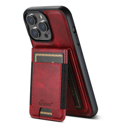 For iPhone 14 Pro Max Suteni H17 Oil Eax Leather MagSafe Detachable Wallet Phone Case(Red) by Suteni