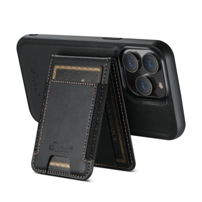 For iPhone 12 Suteni H17 Oil Eax Leather MagSafe Detachable Wallet Phone Case(Black) by Suteni