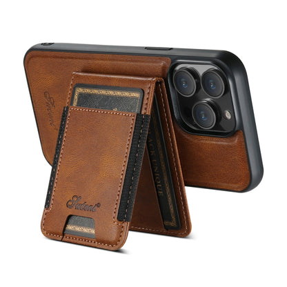 For iPhone 12 Suteni H17 Oil Eax Leather MagSafe Detachable Wallet Phone Case(Brown) by Suteni