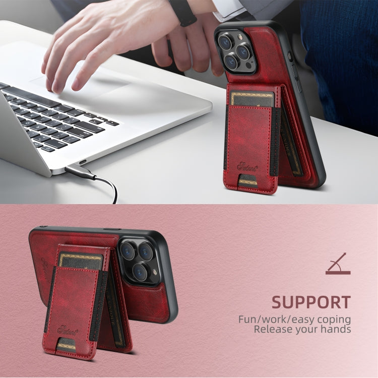 For iPhone 16 Pro Suteni H17 Oil Eax Leather MagSafe Detachable Wallet Phone Case(Red) by Suteni