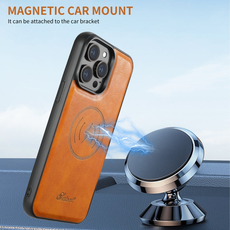 For iPhone 16 Pro Suteni H17 Oil Eax Leather MagSafe Detachable Wallet Phone Case(Khaki) by Suteni